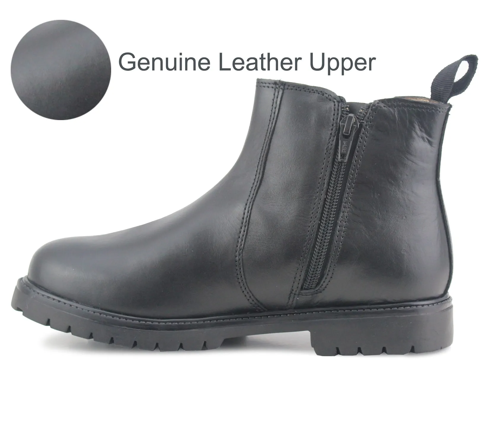 ADRIAN Unisex Kids Genuine Leather Zip Chelsea Boots in Black