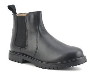 ADRIAN Unisex Kids Genuine Leather Zip Chelsea Boots in Black