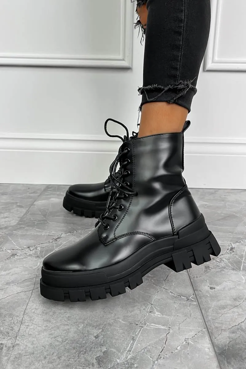 ALBA Chunky Ankle Boots - Black PU