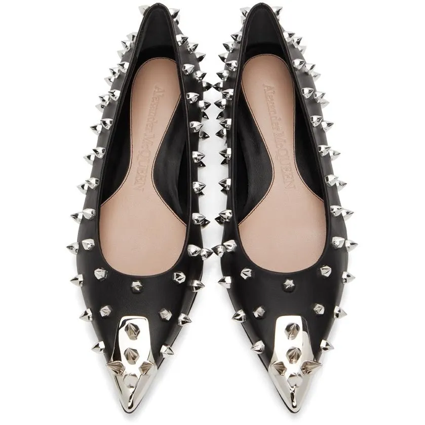 Alexander McQueen Black Punk Stud Ballerina Flats