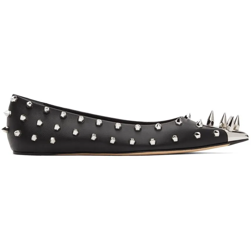 Alexander McQueen Black Punk Stud Ballerina Flats