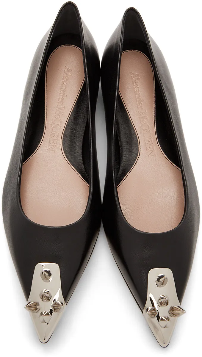Alexander McQueen Black Spike Toe Ballerina Flats