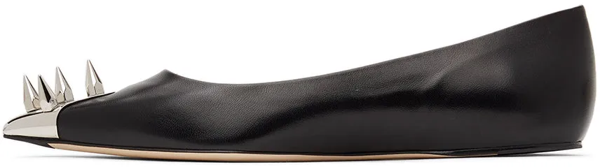 Alexander McQueen Black Spike Toe Ballerina Flats