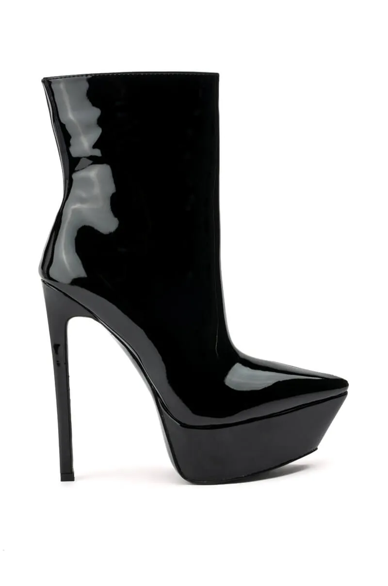 AZALEA WANG JEALOUSY PLATFORM STILETTO BOOTIE IN BLACK PATENT