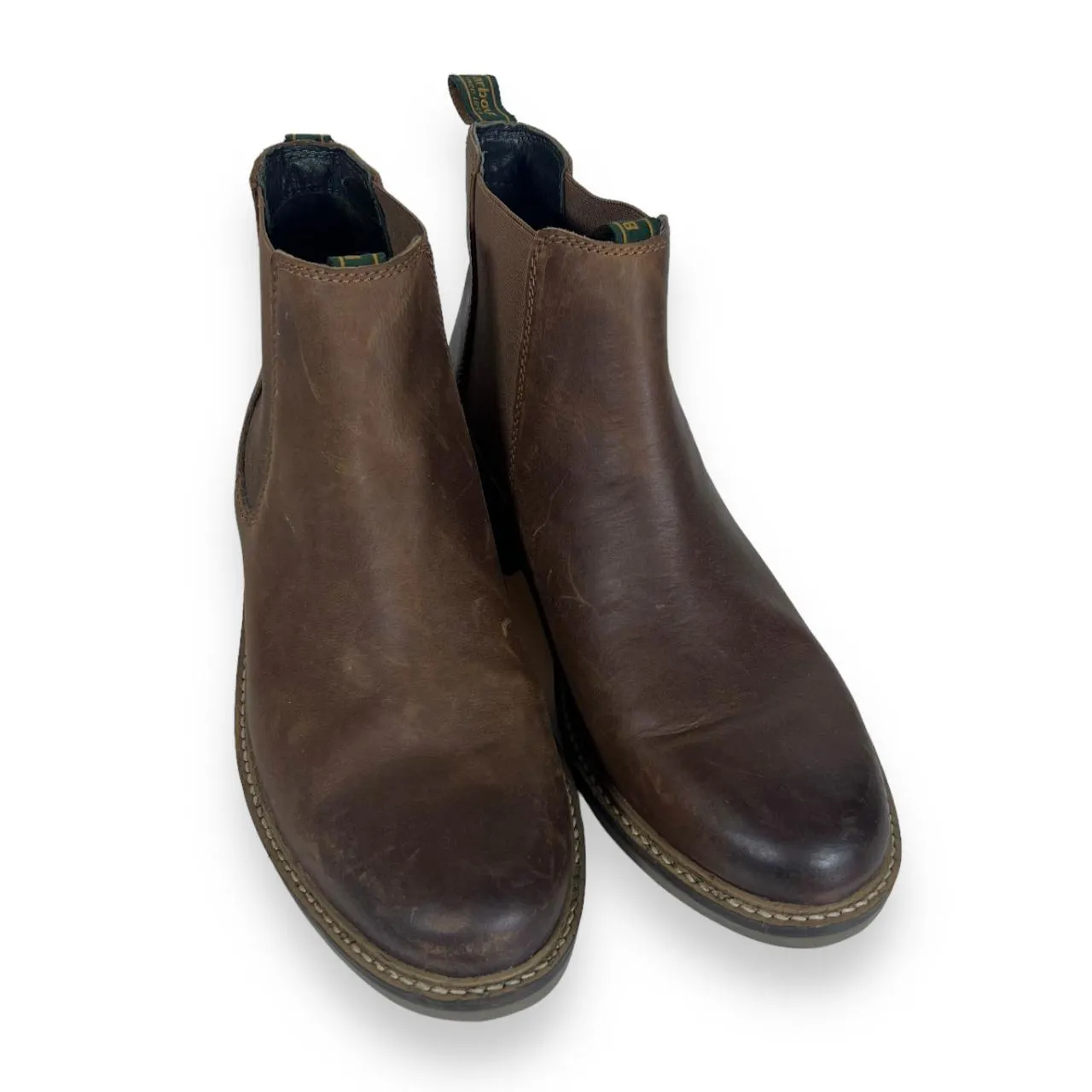 BARBOUR "Farsley" Classic Brown Leather Chelsea Boots