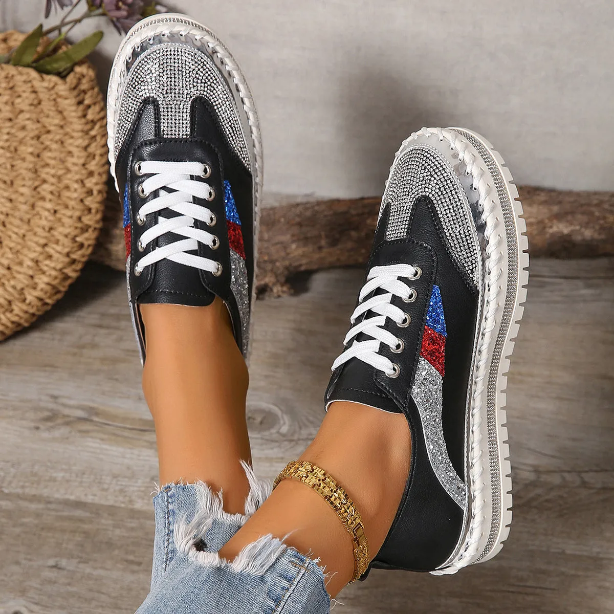 BE. Shoe HYFE Rhinestone Platform Sneakers