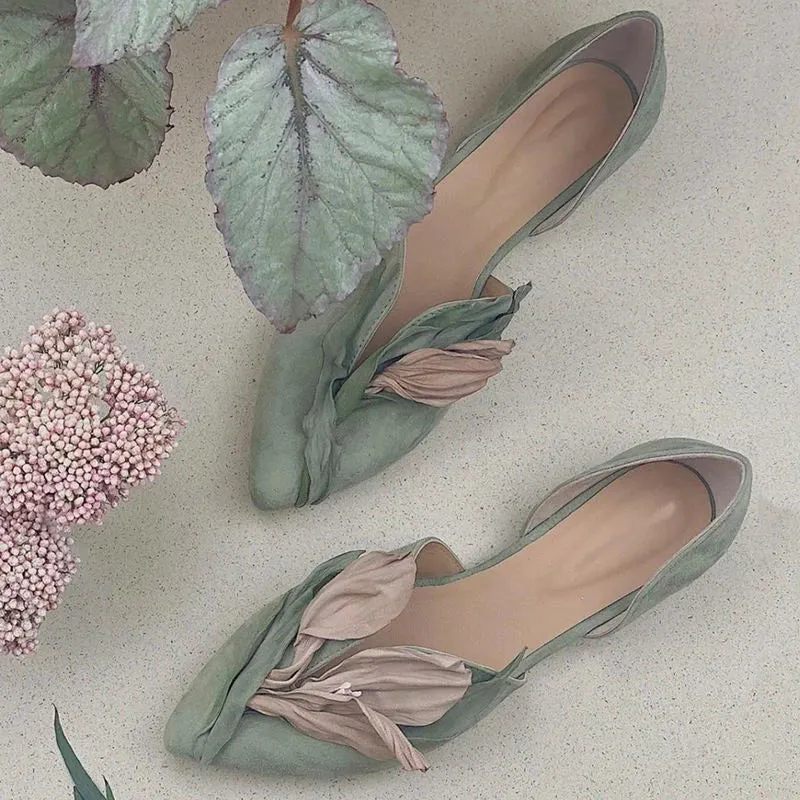 binfenxie 2024 Petal Design Sexy Pointed Toe Women Shoes Flat Fashion Novelty Ladies Shoes Hand-made Soft Comfy Zapatillas De Mujer Tacon