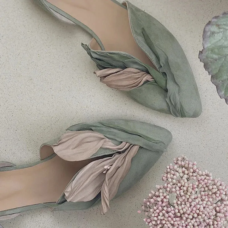 binfenxie 2024 Petal Design Sexy Pointed Toe Women Shoes Flat Fashion Novelty Ladies Shoes Hand-made Soft Comfy Zapatillas De Mujer Tacon