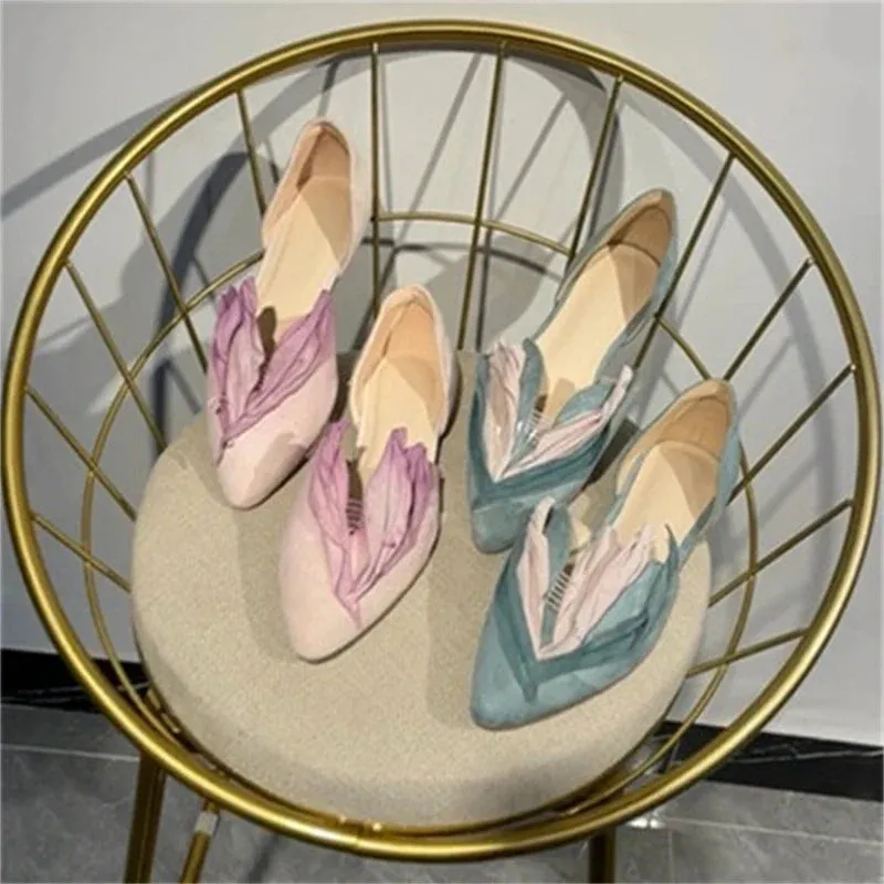 binfenxie 2024 Petal Design Sexy Pointed Toe Women Shoes Flat Fashion Novelty Ladies Shoes Hand-made Soft Comfy Zapatillas De Mujer Tacon