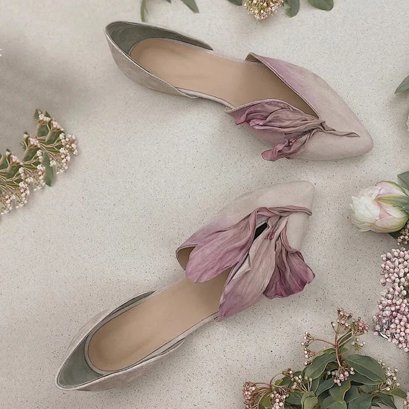 binfenxie 2024 Petal Design Sexy Pointed Toe Women Shoes Flat Fashion Novelty Ladies Shoes Hand-made Soft Comfy Zapatillas De Mujer Tacon