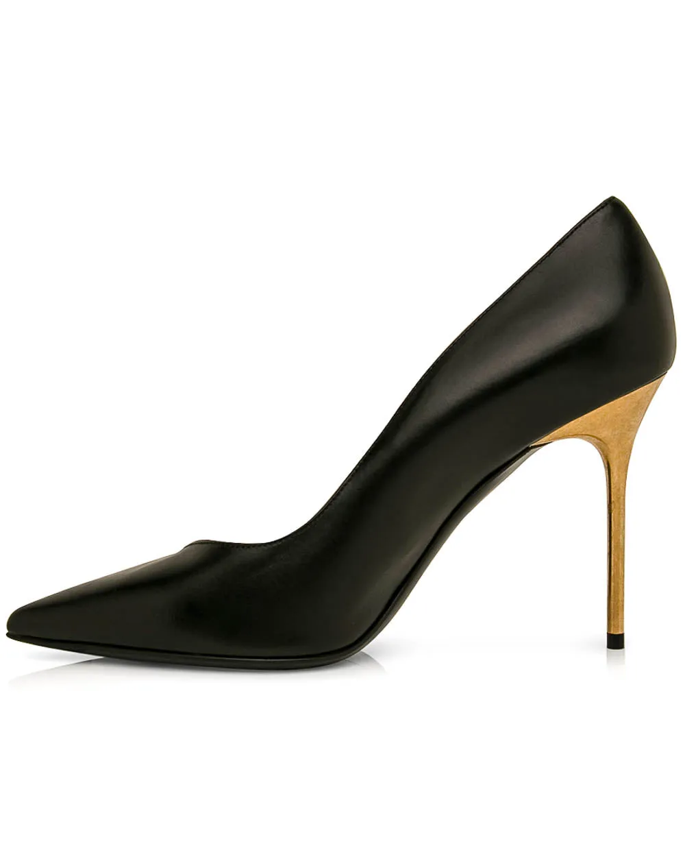 Black Leather Pointed Toe Pump