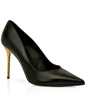 Black Leather Pointed Toe Pump
