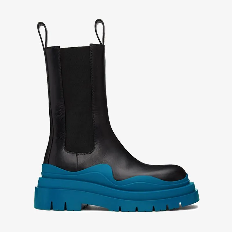 Black/Blue Chelsea Boots