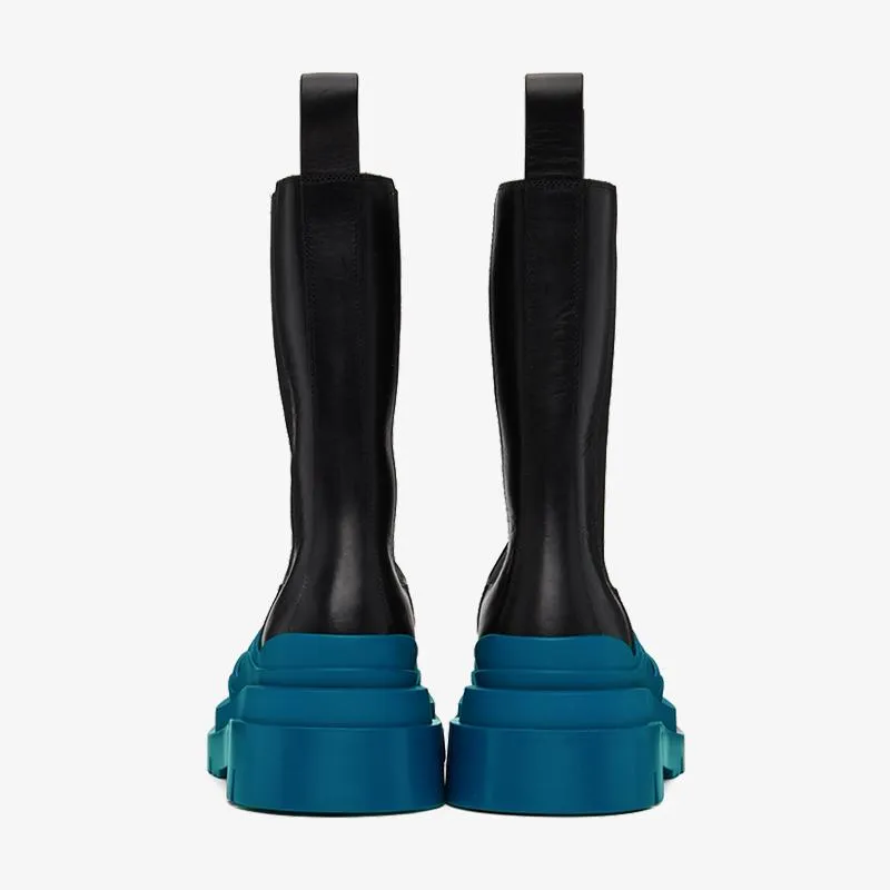 Black/Blue Chelsea Boots