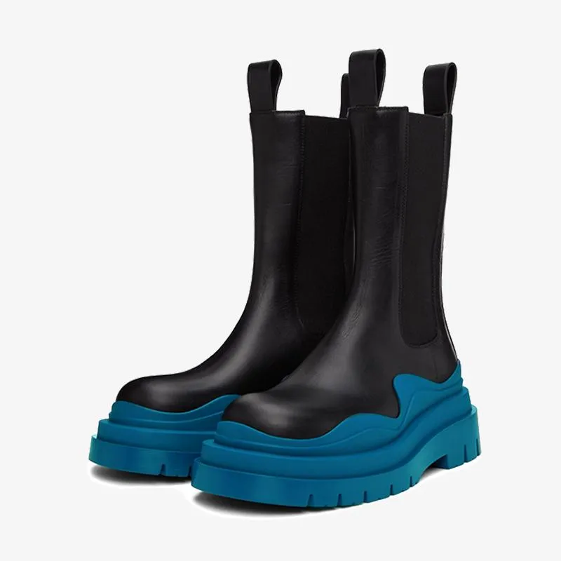 Black/Blue Chelsea Boots