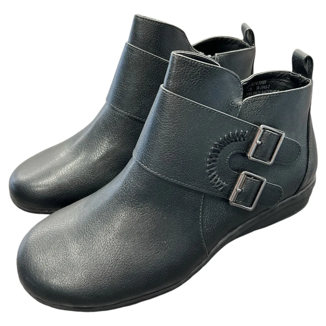 Boots Ankle Flats By Comfortview In Black, Size: 10.5