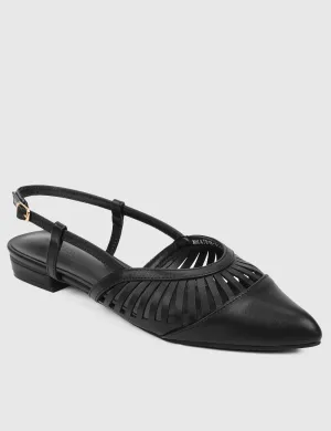 Cecilia Pointed Toe Ballerina & Flats (Black)