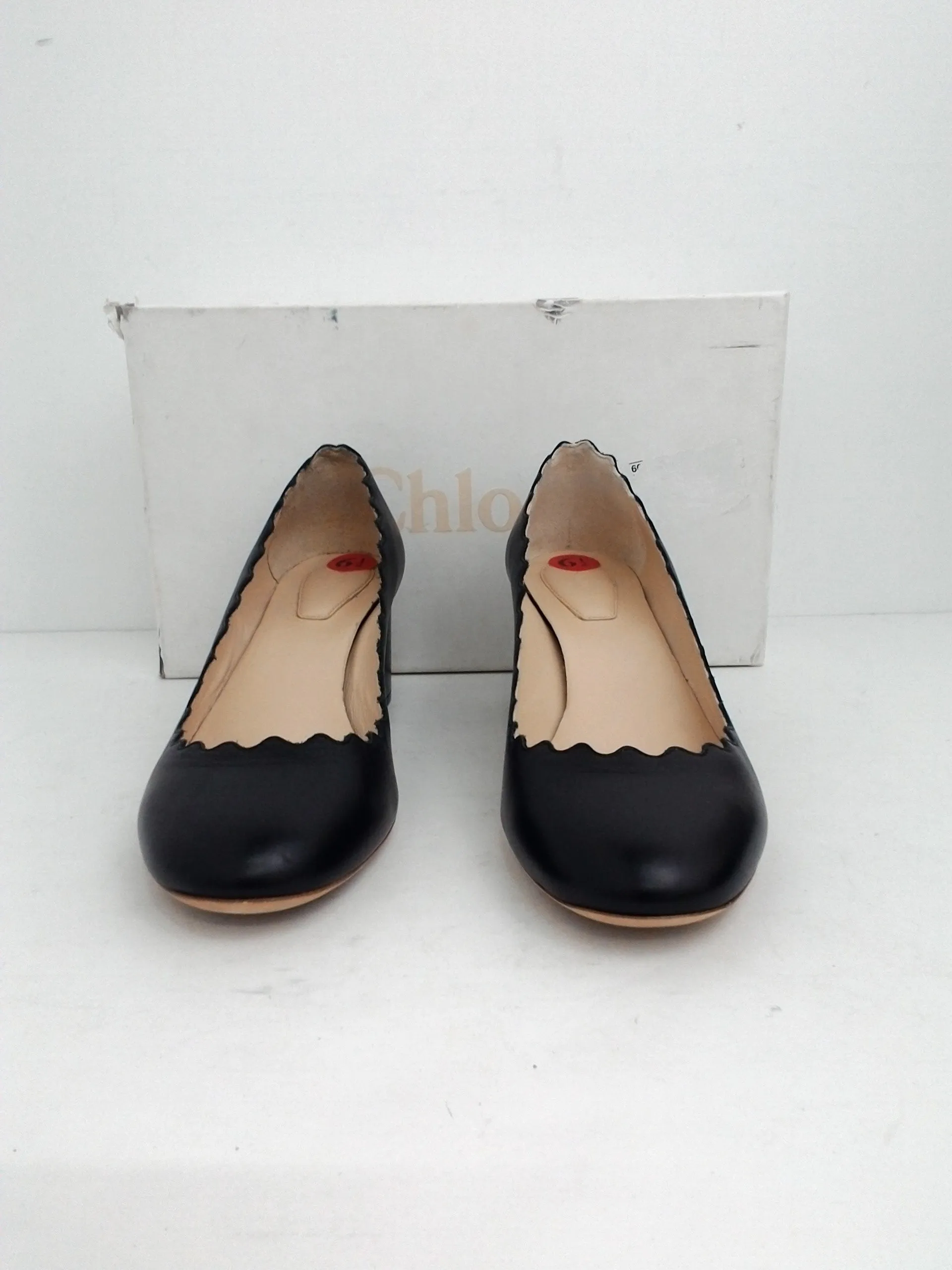 Chloé Women's Calf Waves Pump Black Leather Size 36.5