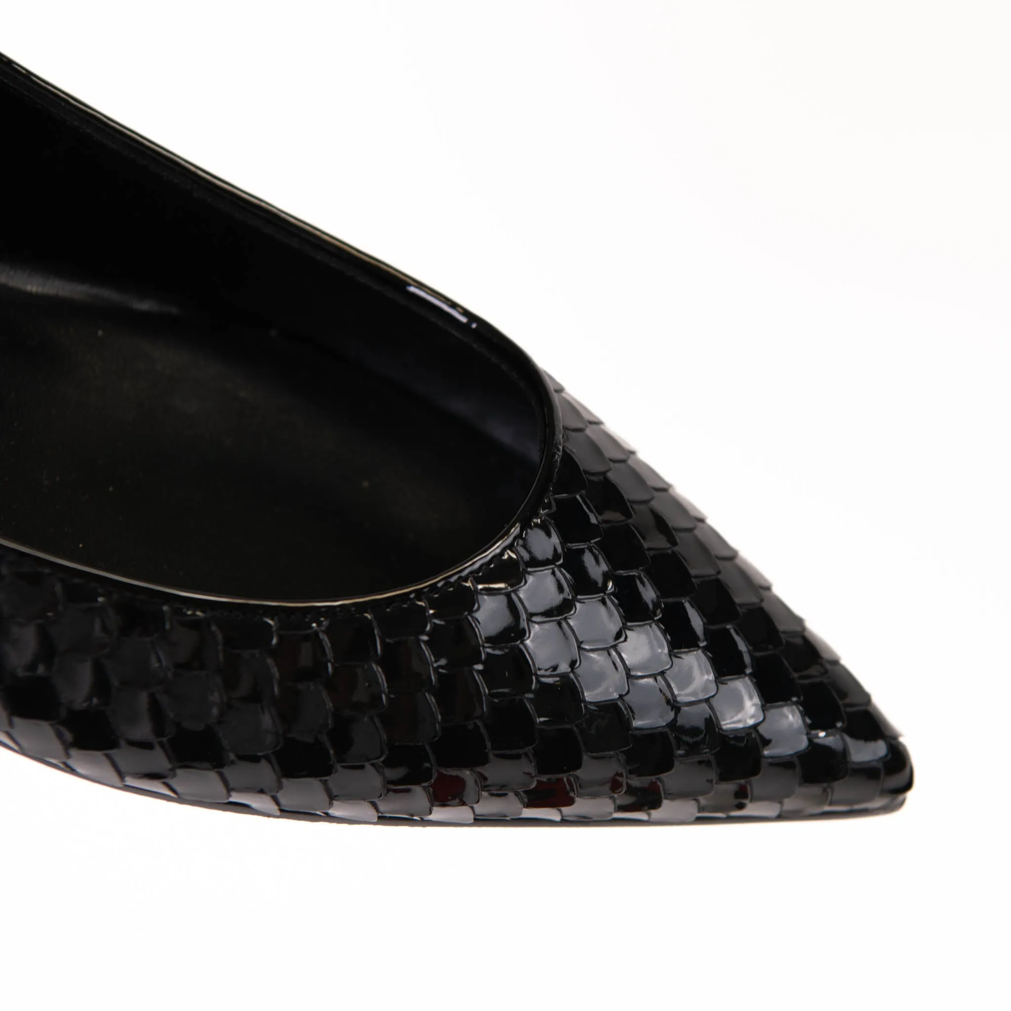 Christian Louboutin Black Patent Snakeskin Embossed Hot Chickita Flats 39