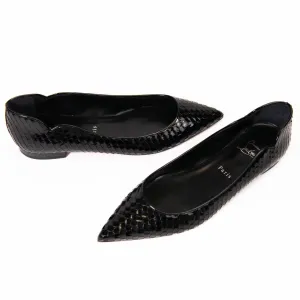 Christian Louboutin Black Patent Snakeskin Embossed Hot Chickita Flats 39