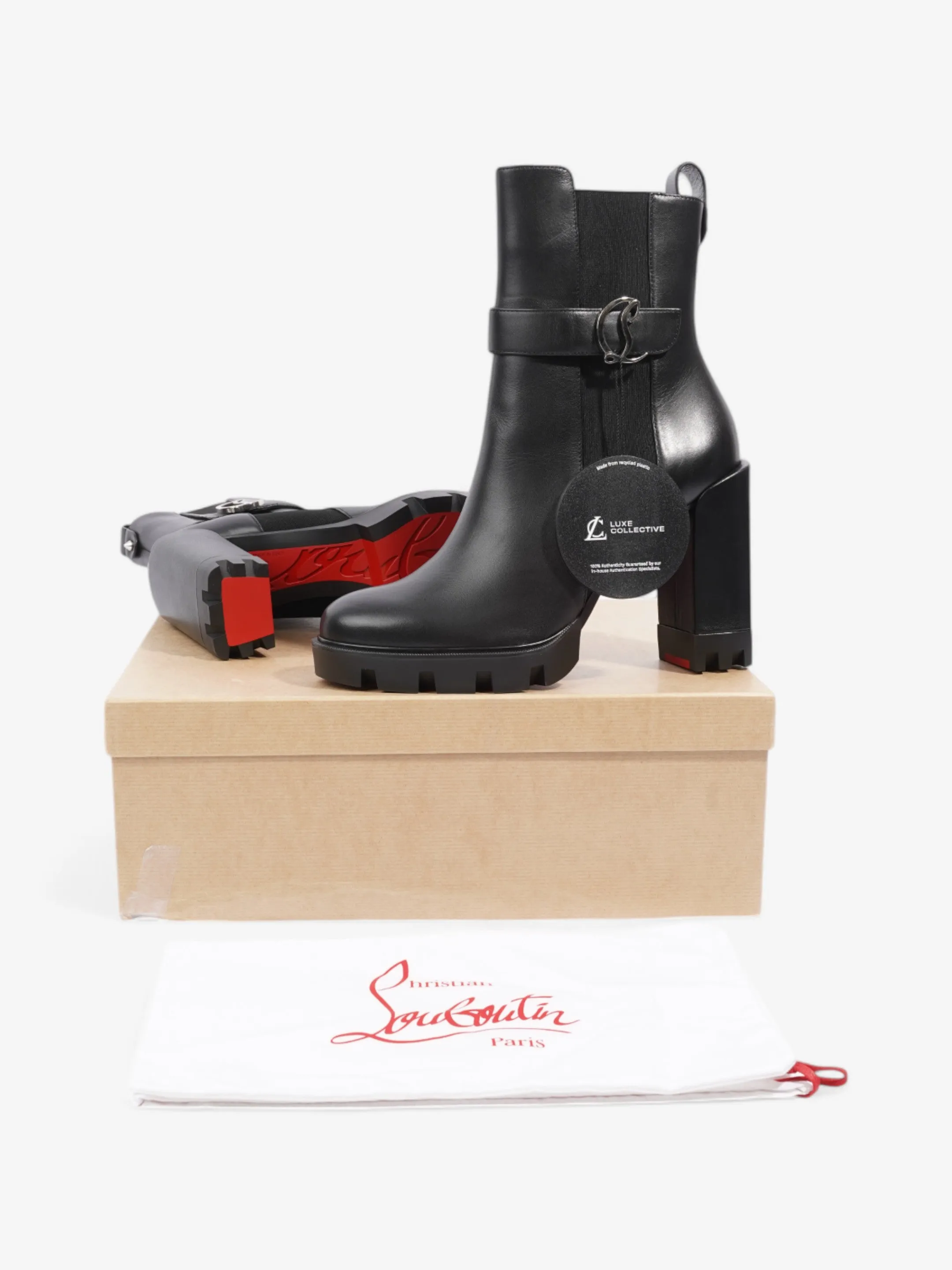 Christian Louboutin Chelsea Lug Boots 100 Black Leather EU 41 UK 8