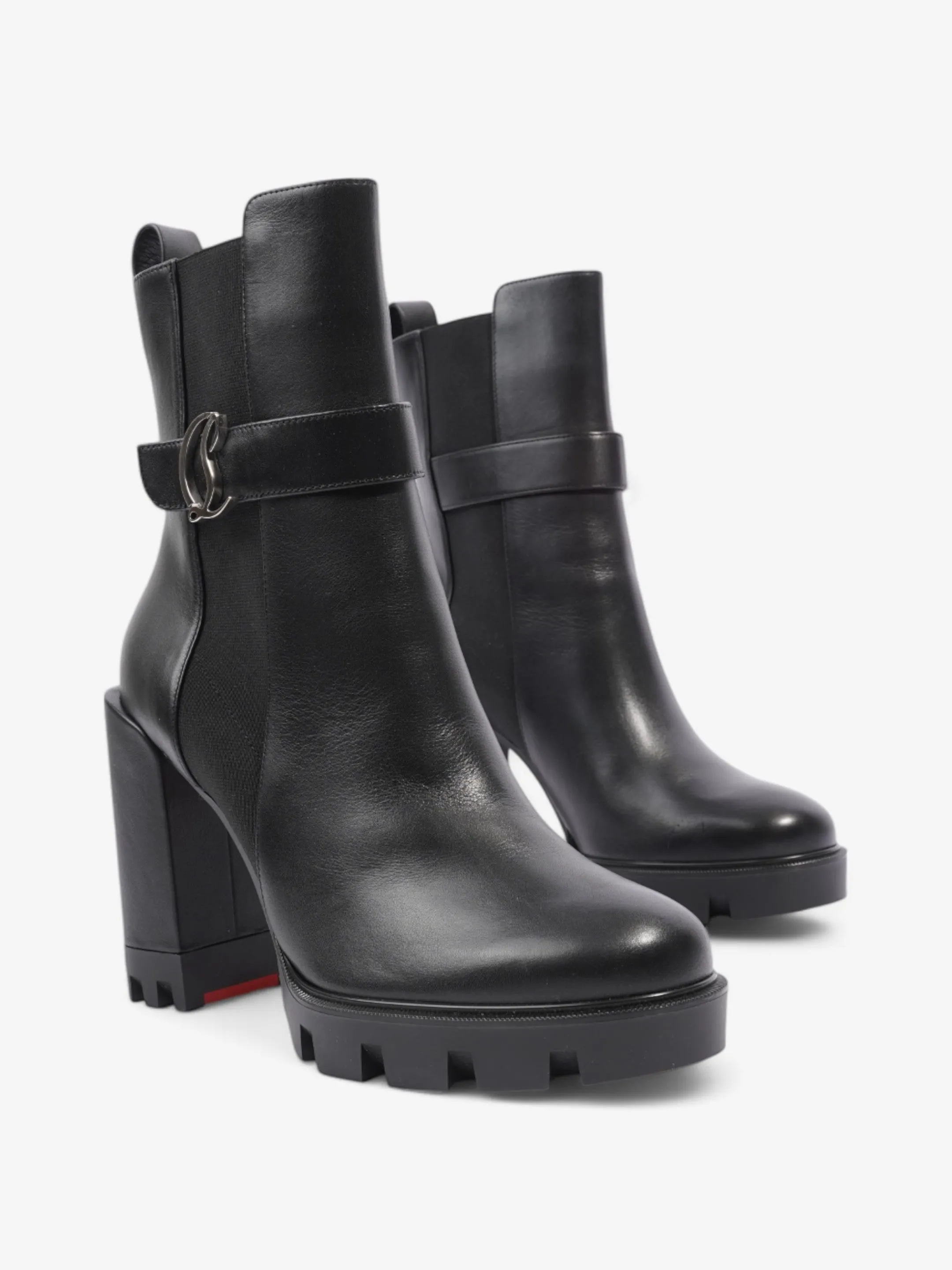 Christian Louboutin Chelsea Lug Boots 100 Black Leather EU 41 UK 8
