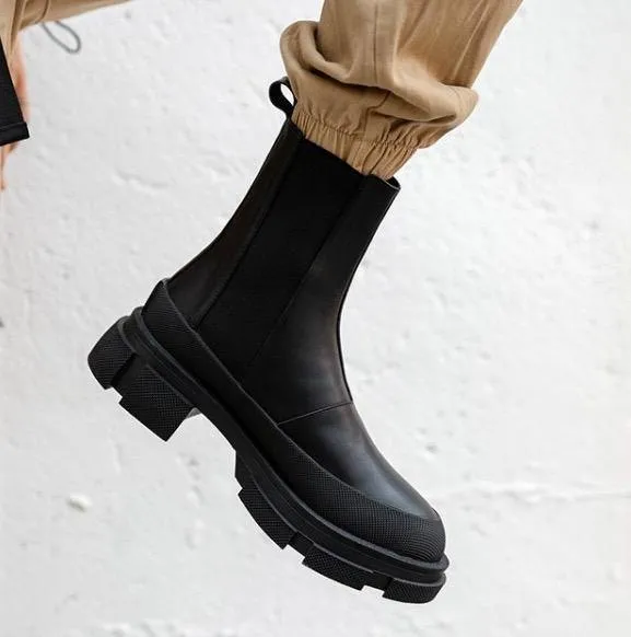 Cow Leather Chelsea Boots