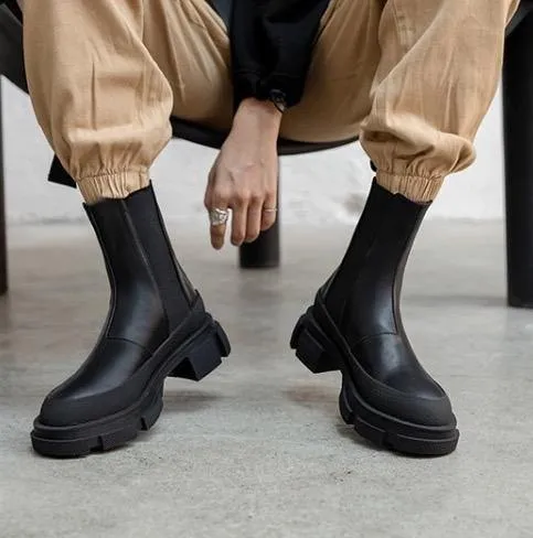 Cow Leather Chelsea Boots