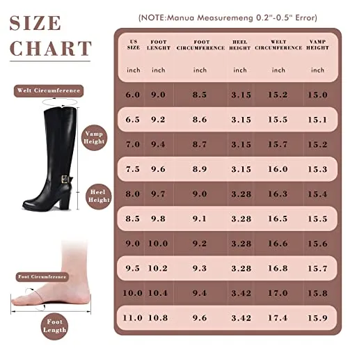 DCMBLY Knee High Boots Women Chunky Heel Almoud Toes Full Side Zipper Boots with Super Elasticity Embroidering Shrinked PU