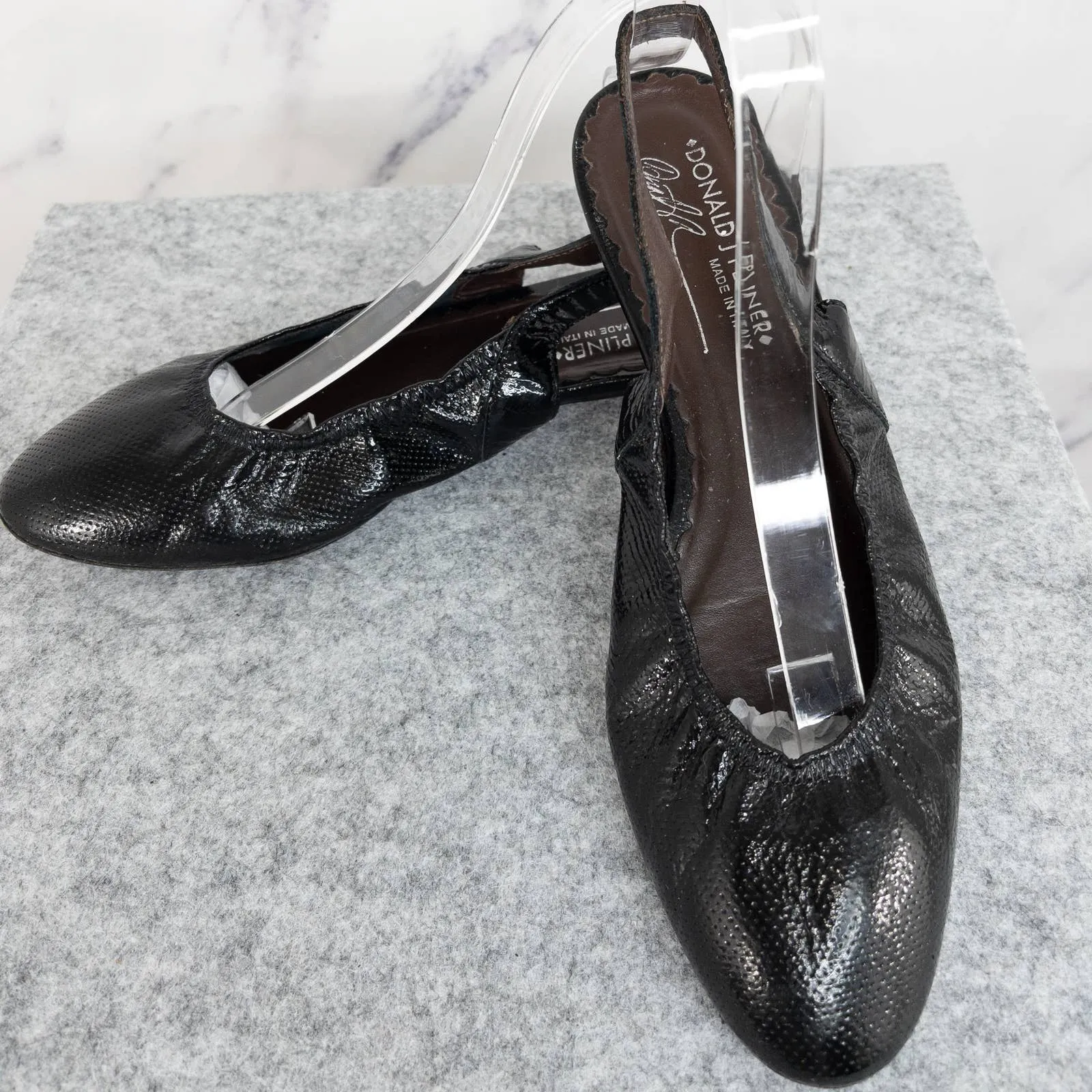 Donald J. Pliner | Black Leather Slingback Flats | Size 7.5
