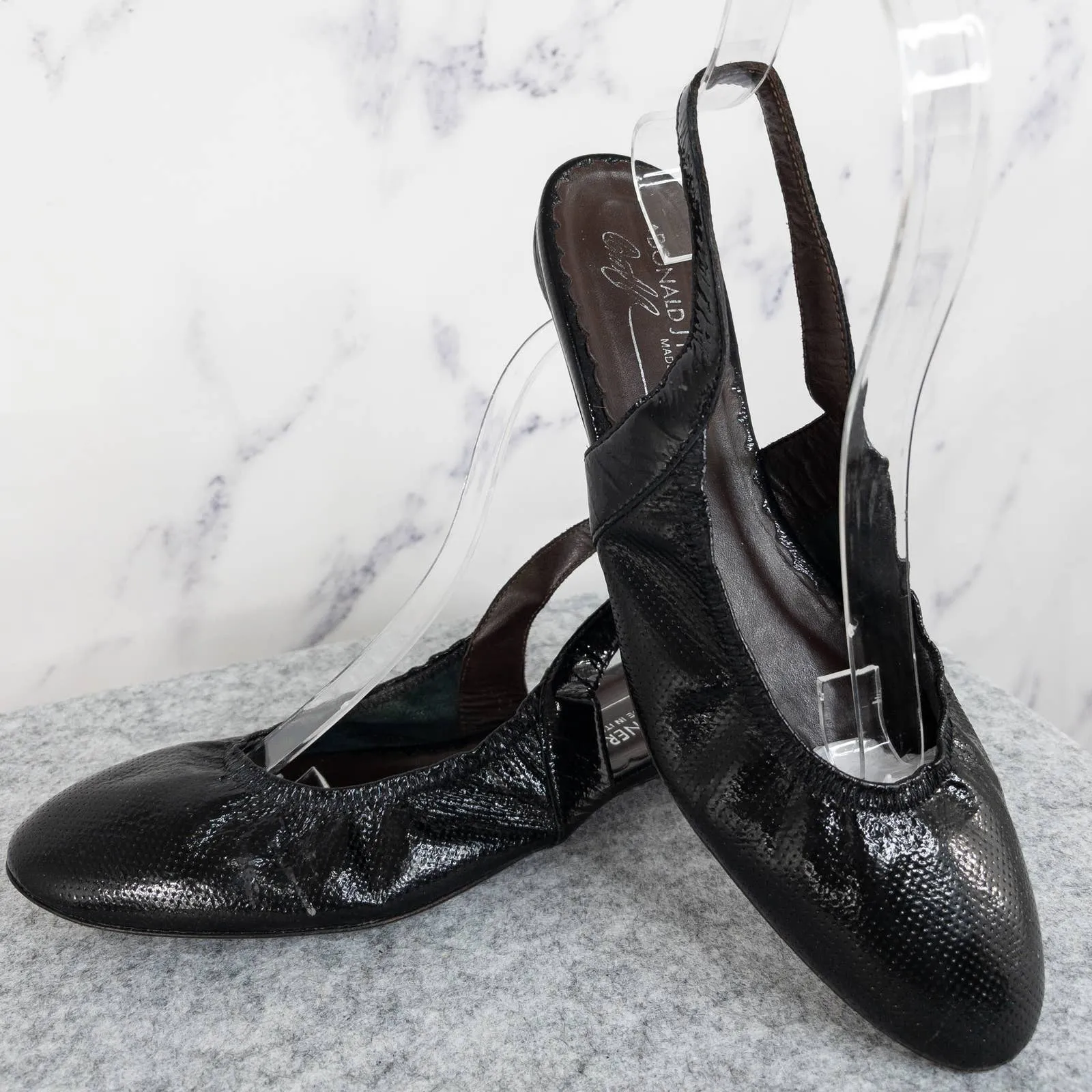 Donald J. Pliner | Black Leather Slingback Flats | Size 7.5