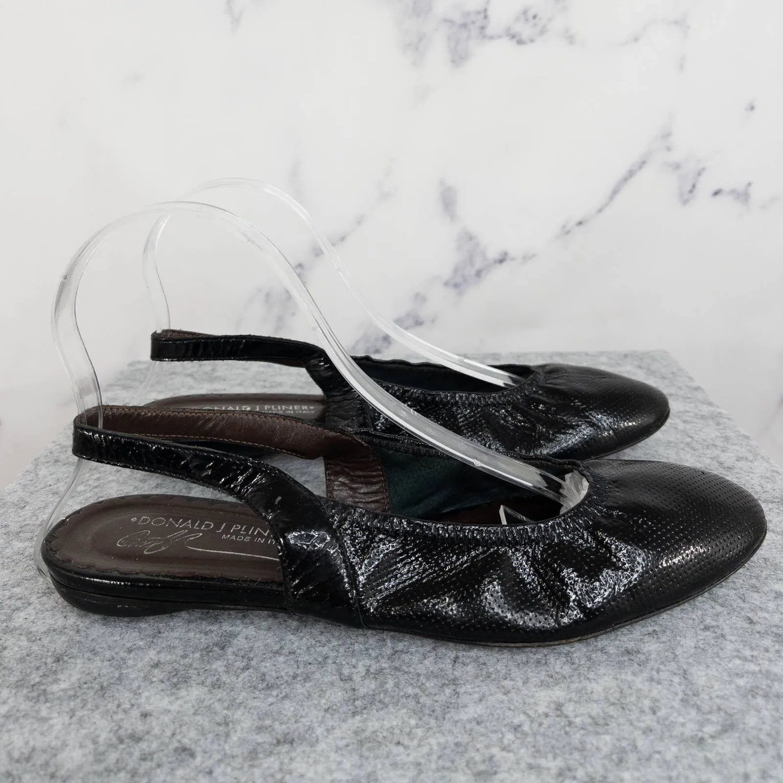 Donald J. Pliner | Black Leather Slingback Flats | Size 7.5