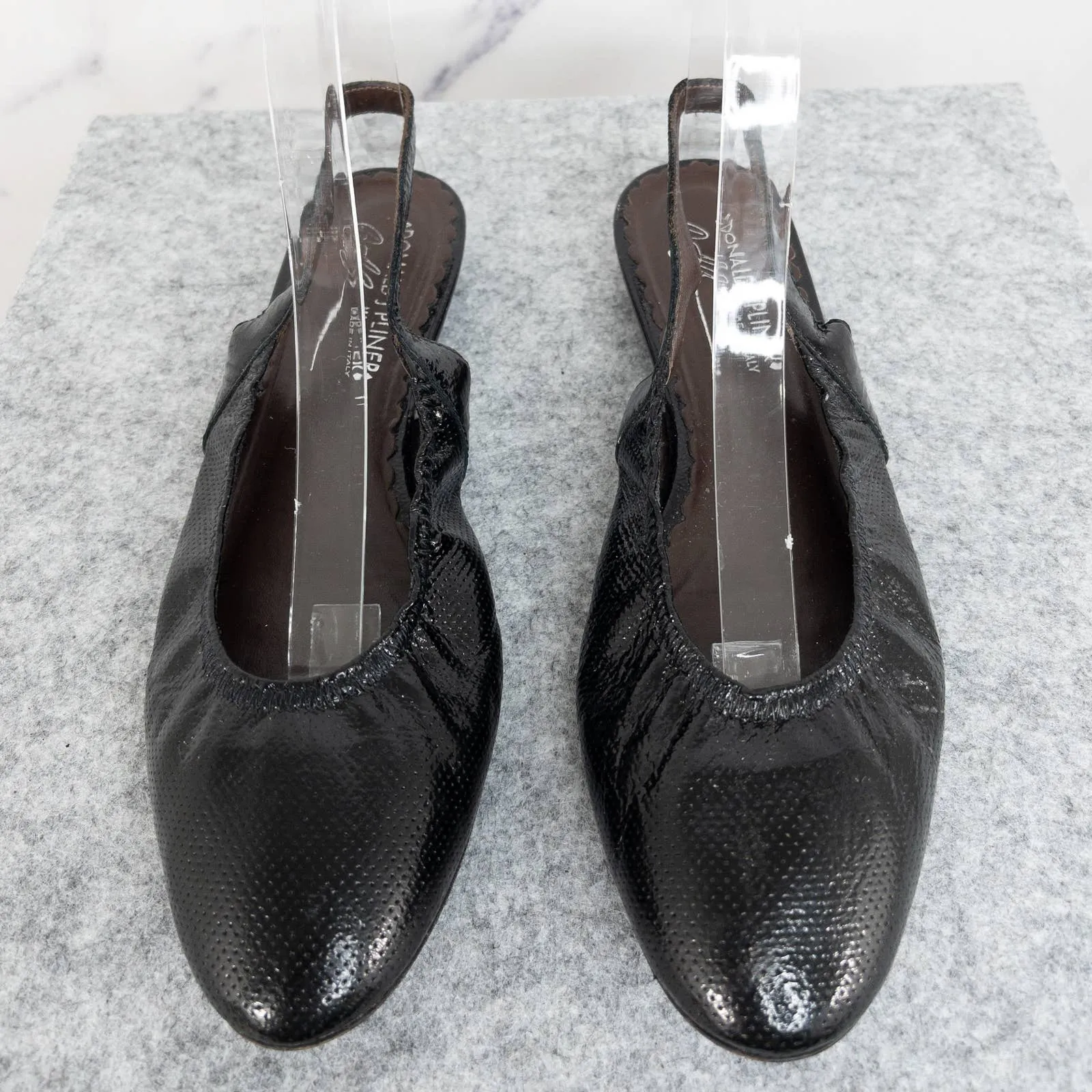 Donald J. Pliner | Black Leather Slingback Flats | Size 7.5
