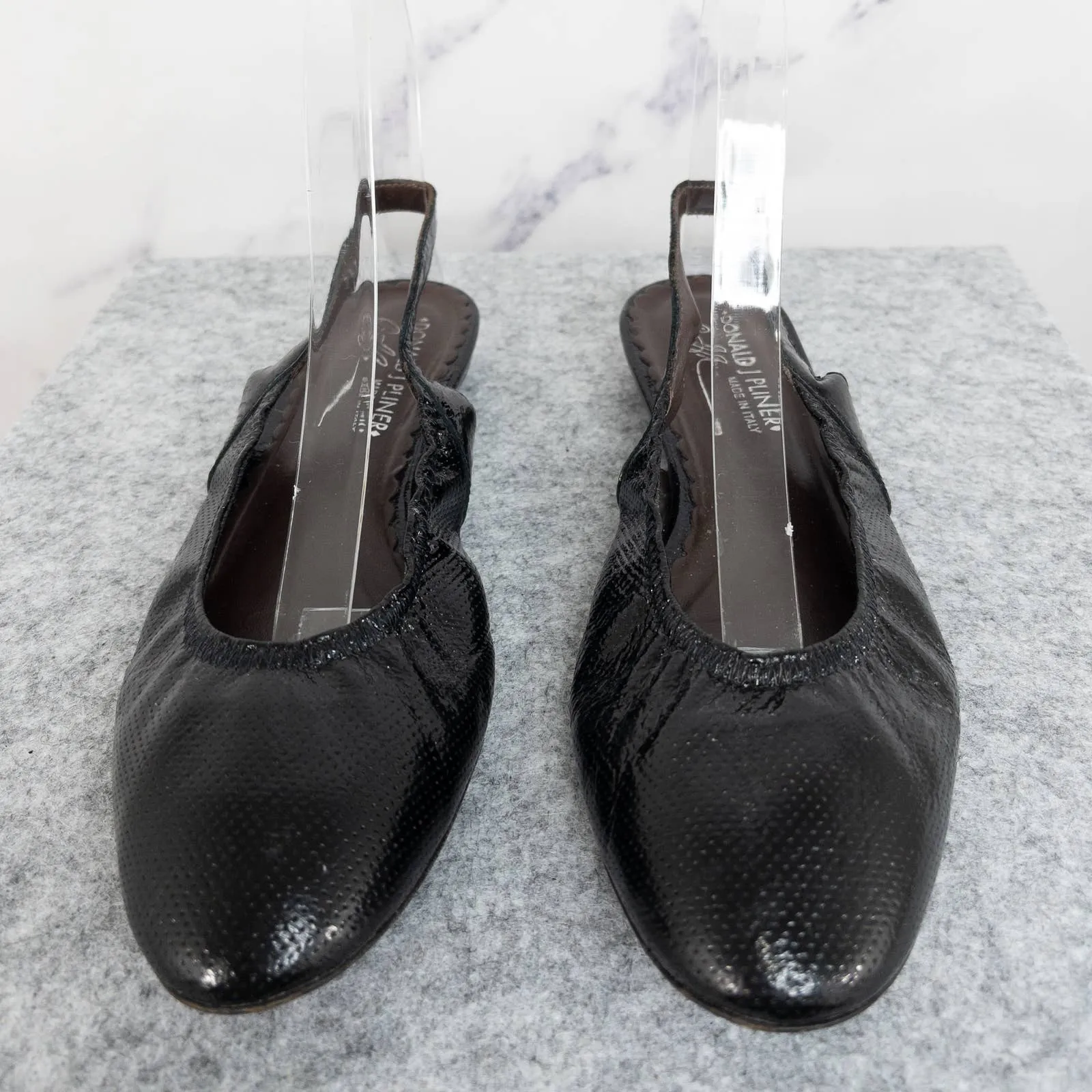 Donald J. Pliner | Black Leather Slingback Flats | Size 7.5