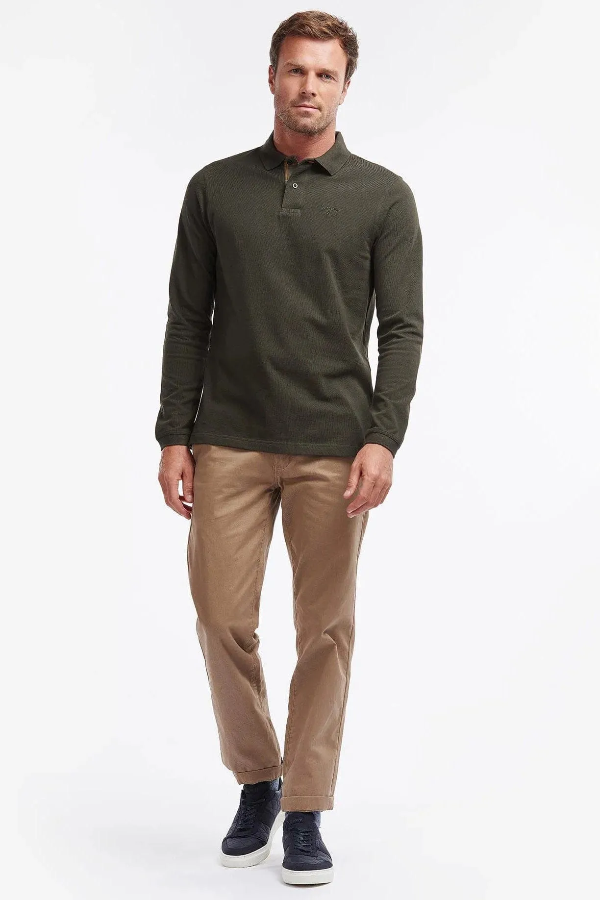 Essential Long Sleeve Sports Polo - Forest