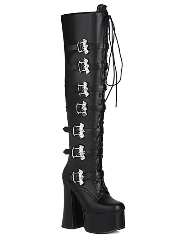Fashion Buckles Square Toe Platform&Boots
