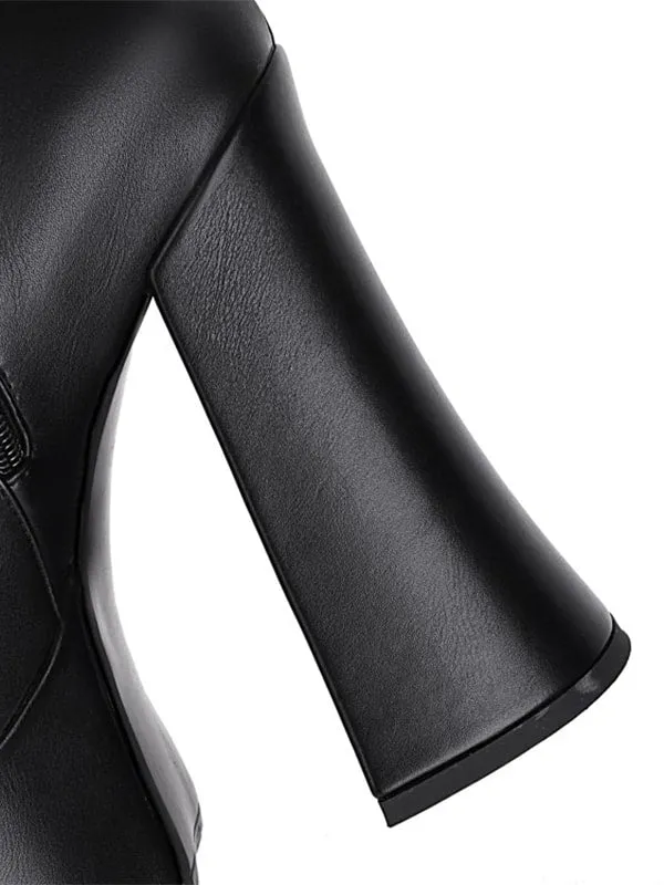 Fashion Buckles Square Toe Platform&Boots