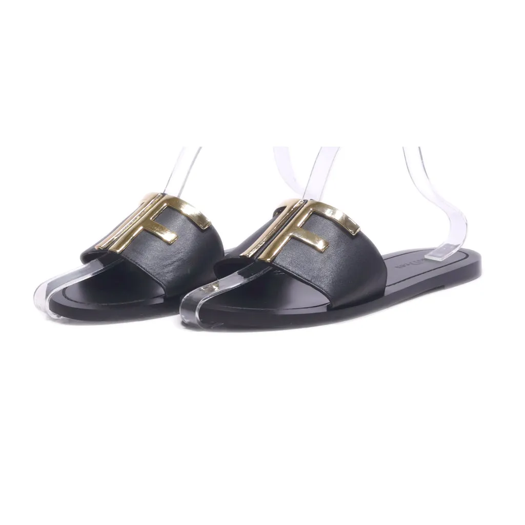 Giao Deen Flat Sandals Leather Black Colour For Women