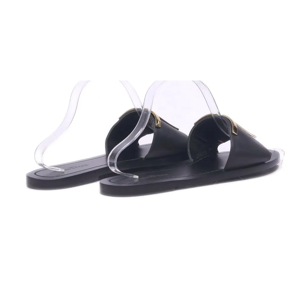 Giao Deen Flat Sandals Leather Black Colour For Women
