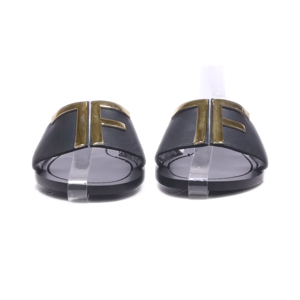 Giao Deen Flat Sandals Leather Black Colour For Women