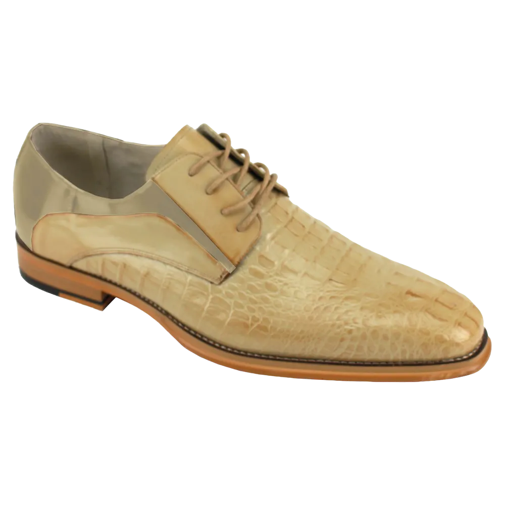 Giovanni Tan Men’s dress lace-up shoes genuine leather alligator printed