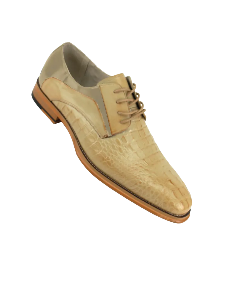 Giovanni Tan Men’s dress lace-up shoes genuine leather alligator printed