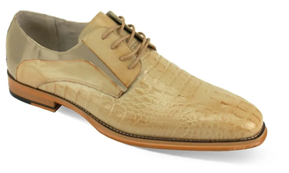 Giovanni Tan Men’s dress lace-up shoes genuine leather alligator printed