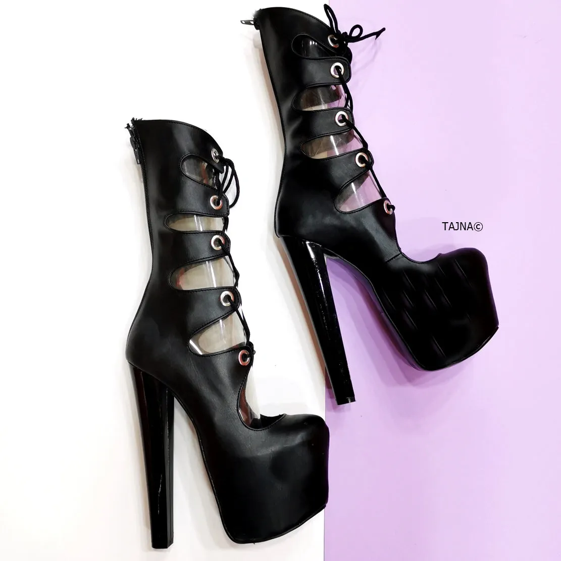 Gladiator Black Platform Lace Up Boots