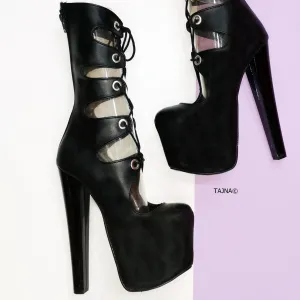 Gladiator Black Platform Lace Up Boots