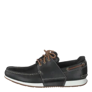 Heger's Bay 3 Eye Boat Black Full Grain
