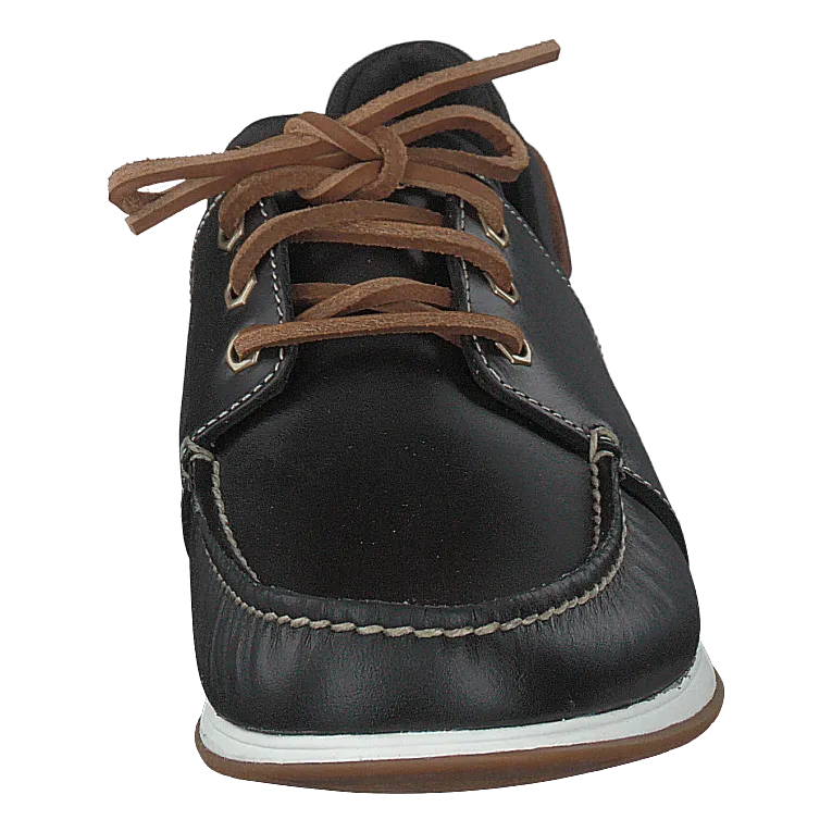 Heger's Bay 3 Eye Boat Black Full Grain