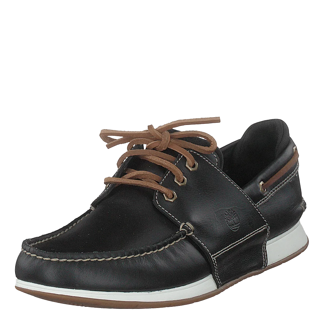 Heger's Bay 3 Eye Boat Black Full Grain