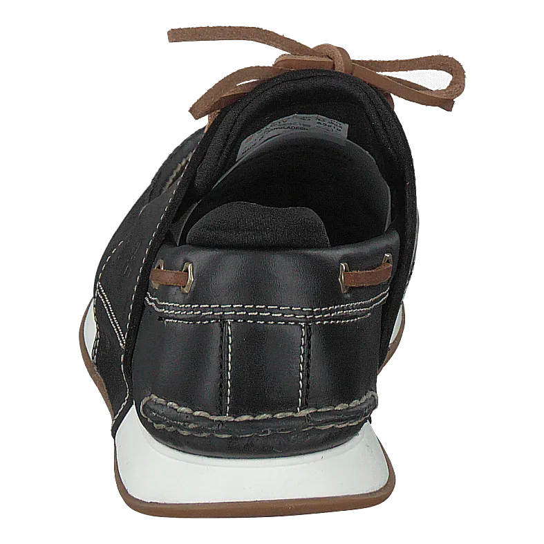 Heger's Bay 3 Eye Boat Black Full Grain