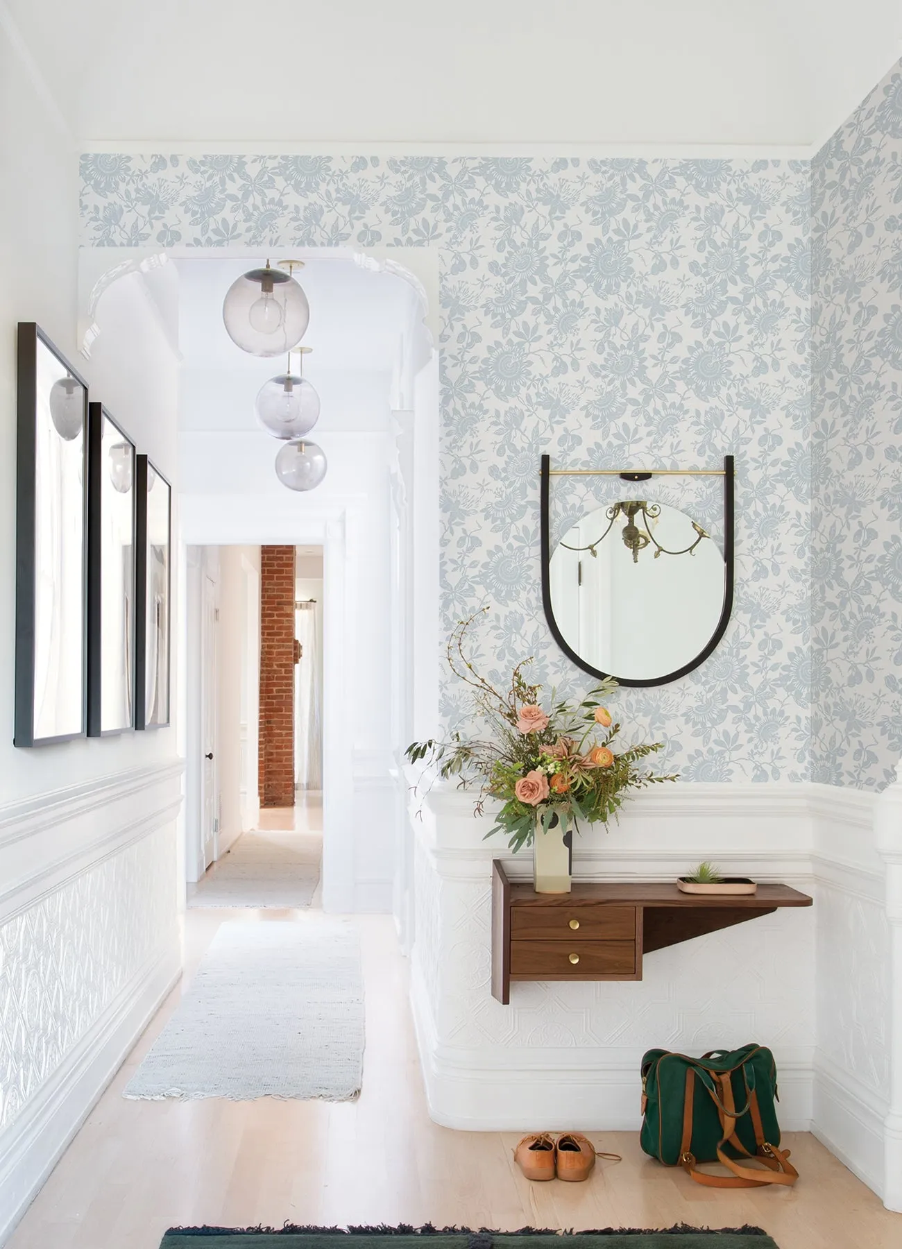 Helen Light Green Floral Trail Wallpaper